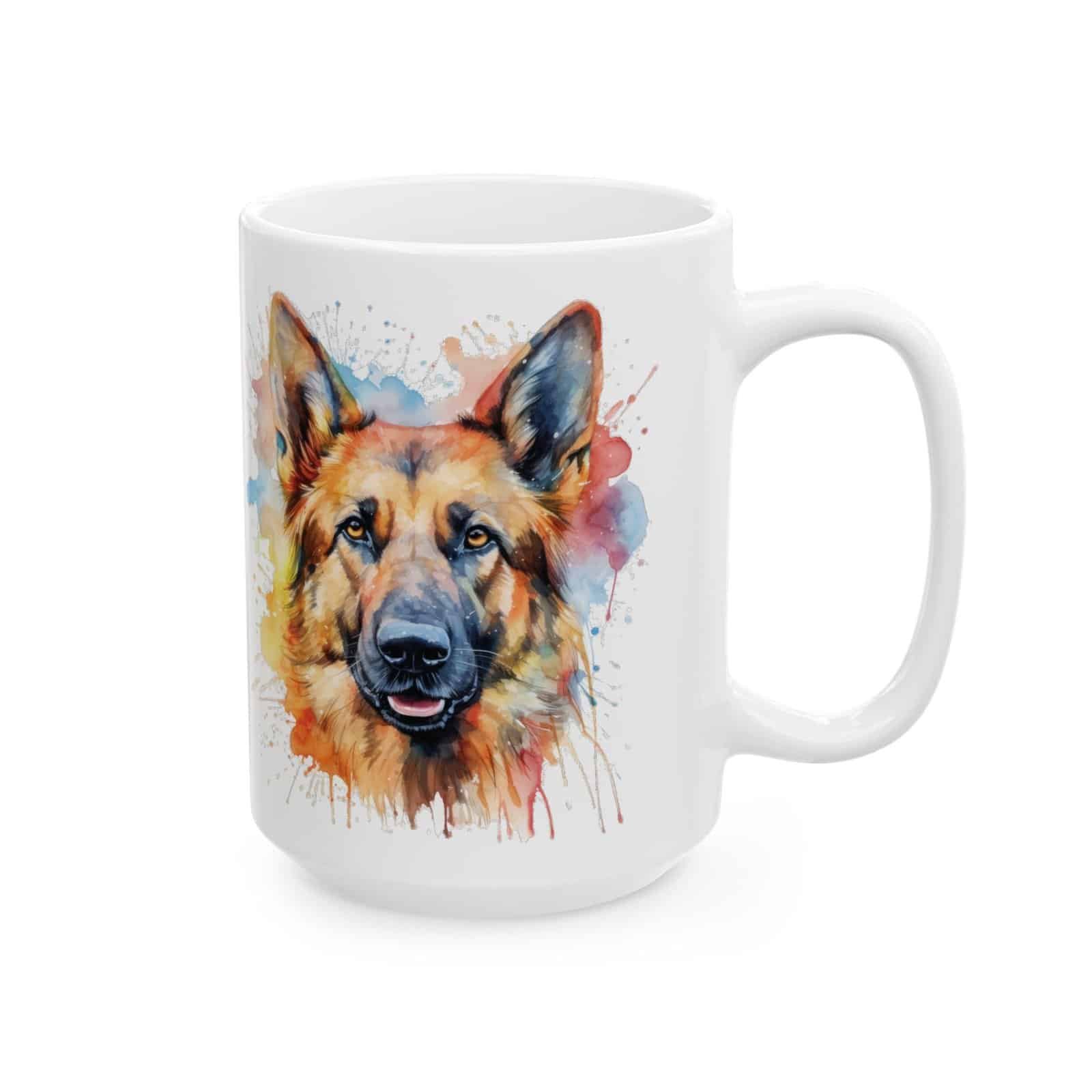 German Shepherd Watercolor Art Mug – 15 oz - Image 2