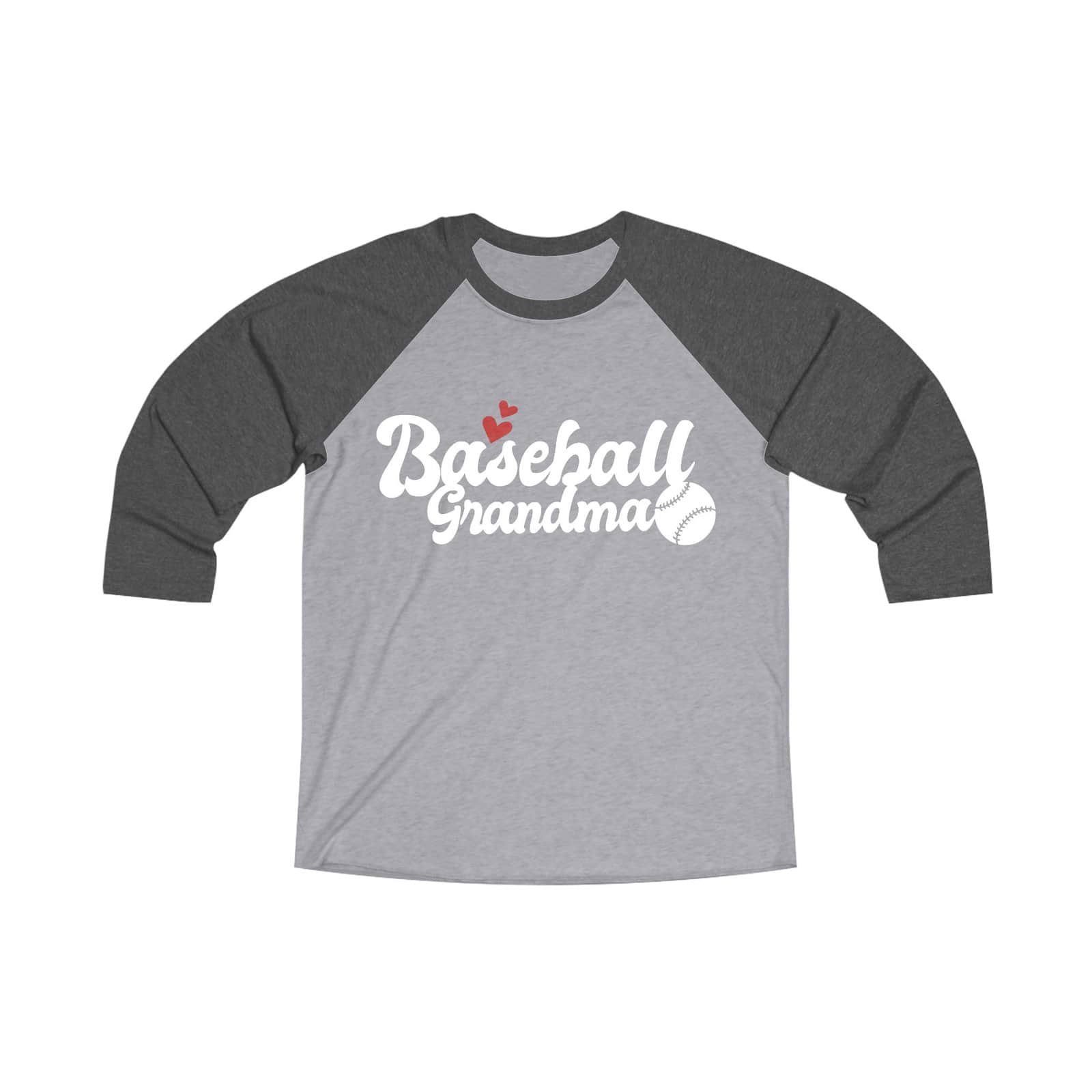 Baseball Grandma – Vintage Black & Heather 3/4 Sleeve Raglan Tee - Image 3
