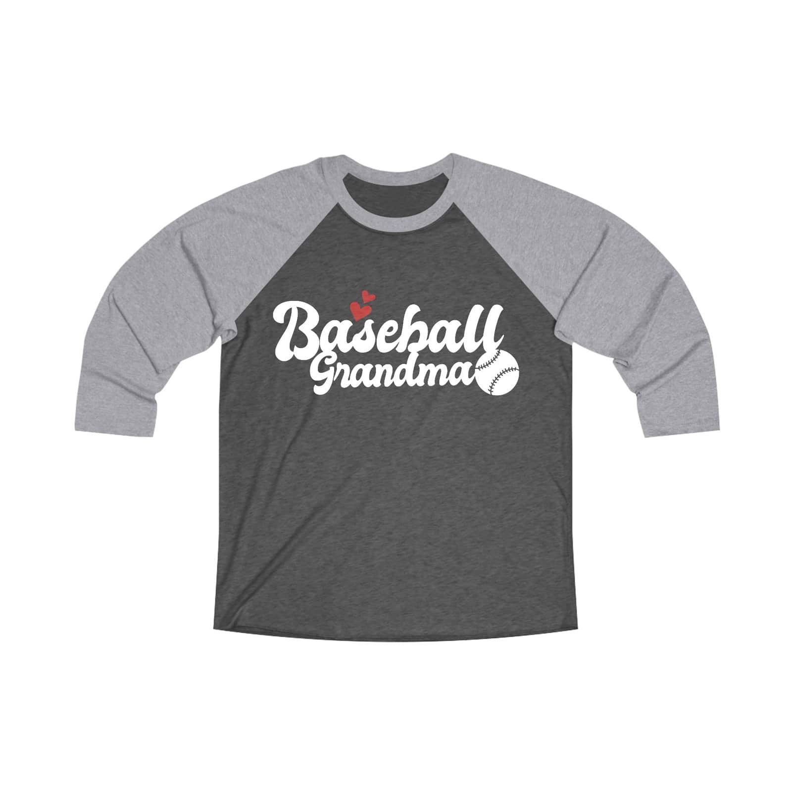 Baseball Grandma – Vintage Black & Heather 3/4 Sleeve Raglan Tee