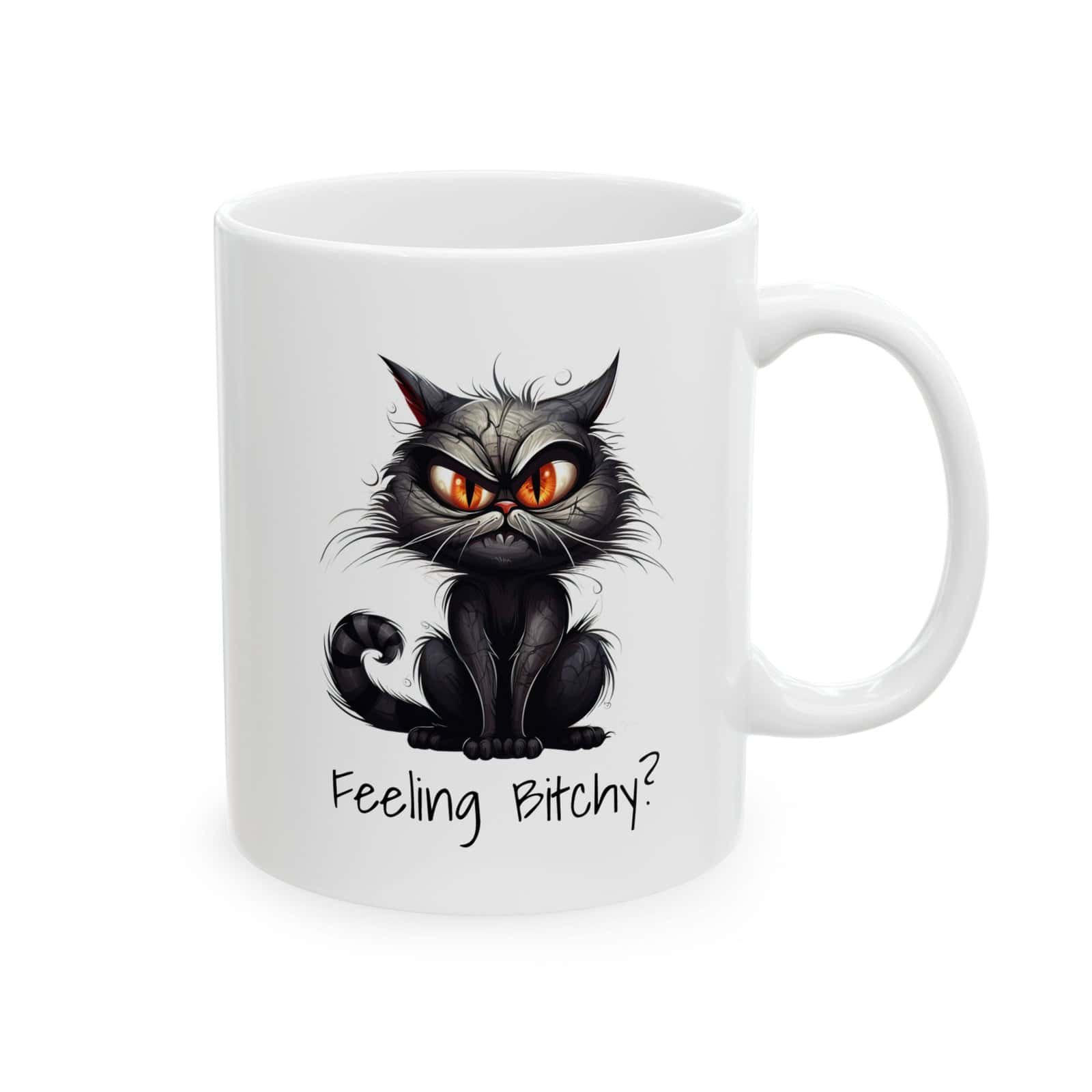 Feeling Witchy & Bitchy Black Cat Mug – 11oz - Image 2