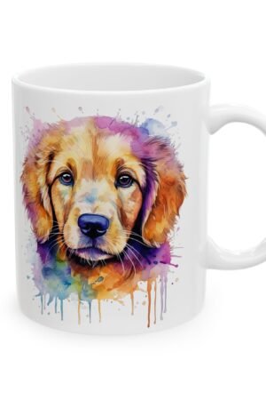 Golden Puppy Perk Cup – 11oz Ceramic Coffee Mug